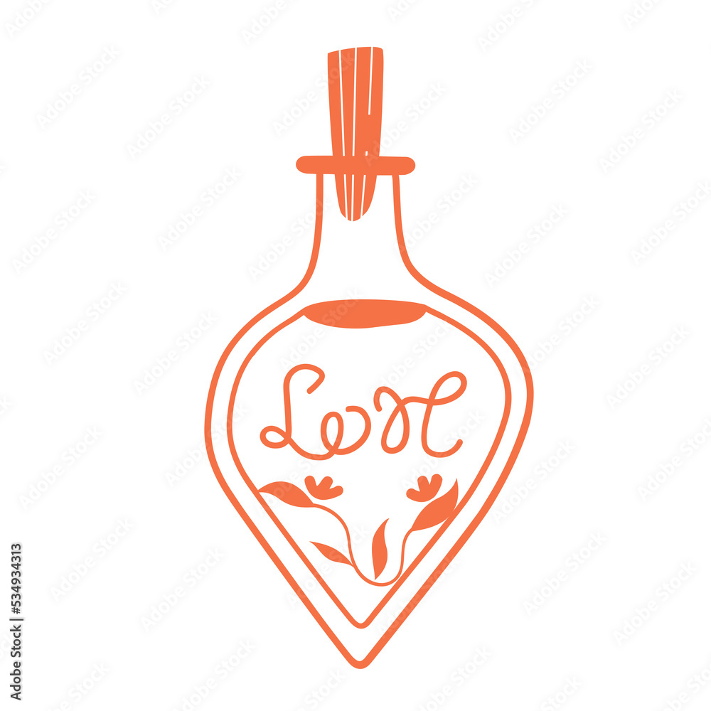 Flask with a love potion. Magic Illustration. Witchcraft. Flask with a love potion. Magic Illustration. Witchcraft.
