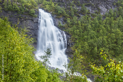 Brattefossen waterfall near Bergen in Norway