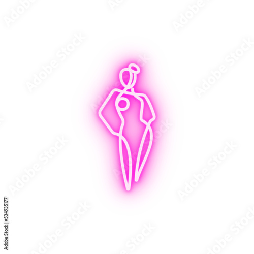 one line body woman neon icon