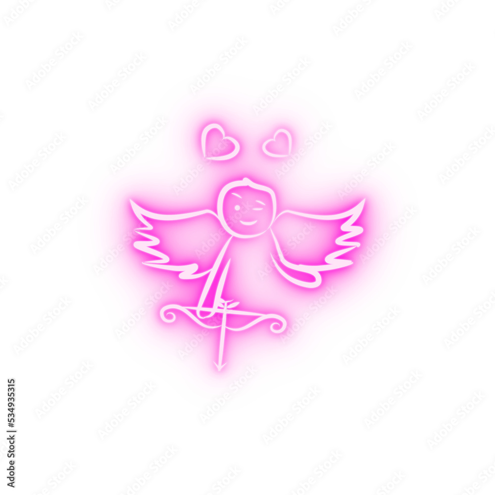 cupid with onions sketch neon icon