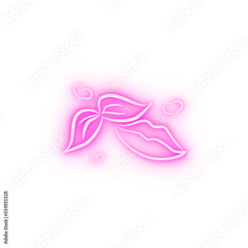 lips with hearts sketch neon icon