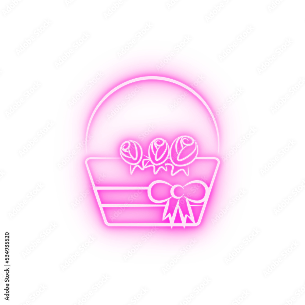 basket of flowers sketch neon icon basket of flowers sketch neon icon