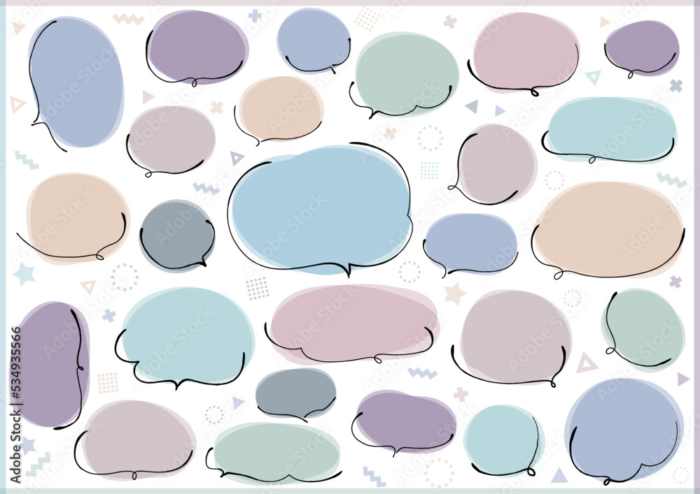 冬色　ペンで描いた手描きの吹き出しセット