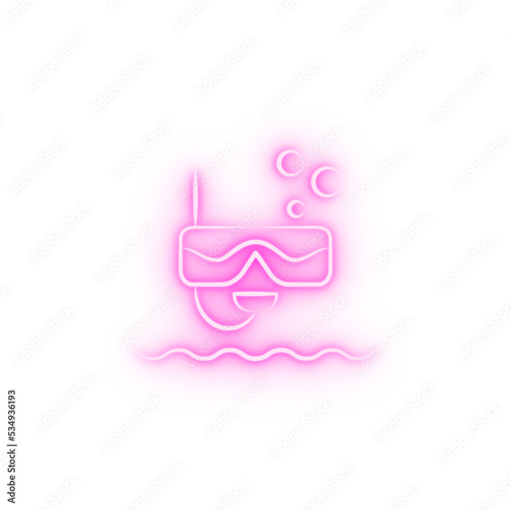 snorkeling neon icon