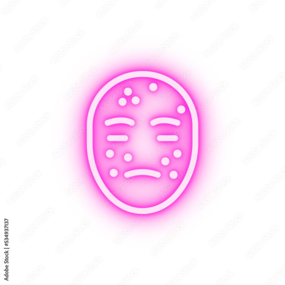 Allergy face neon icon Allergy face neon icon