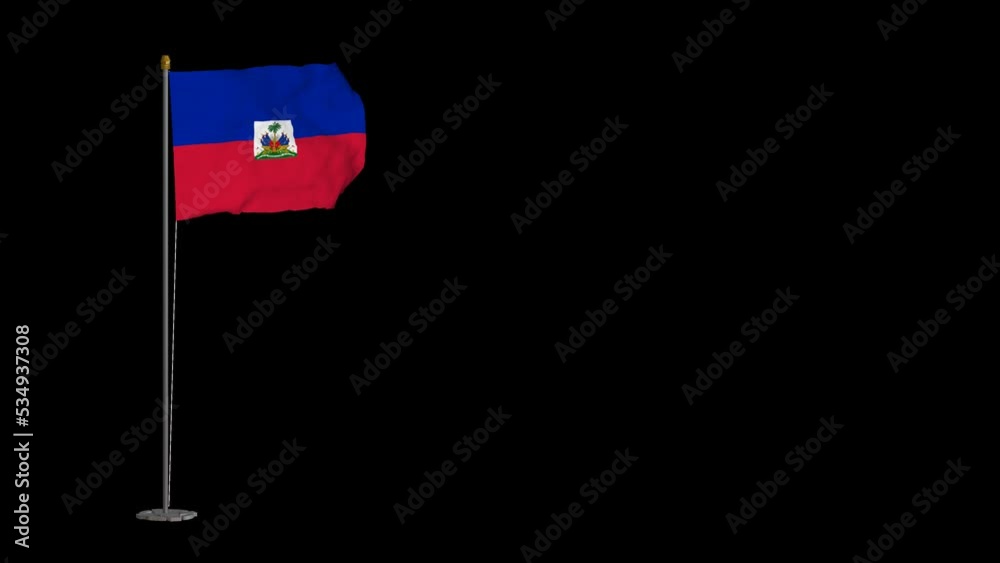 Animated video of Haiti flag waving in the wind with alpha channel