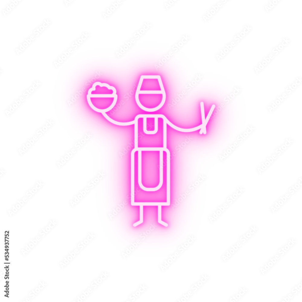 Chinese food waitress neon icon Chinese food waitress neon icon