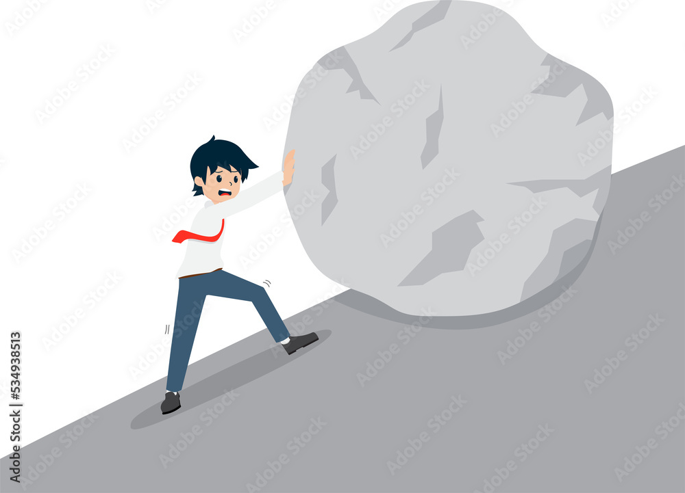 Salary Man Pushing a giant stone upwards is so very difficult Salary Man Pushing a giant stone upwards is so very difficult