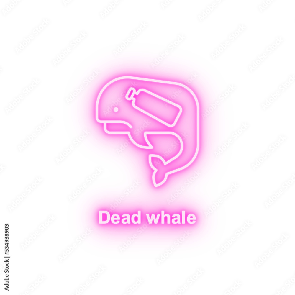 Fototapeta premium Dead whale plastic neon icon