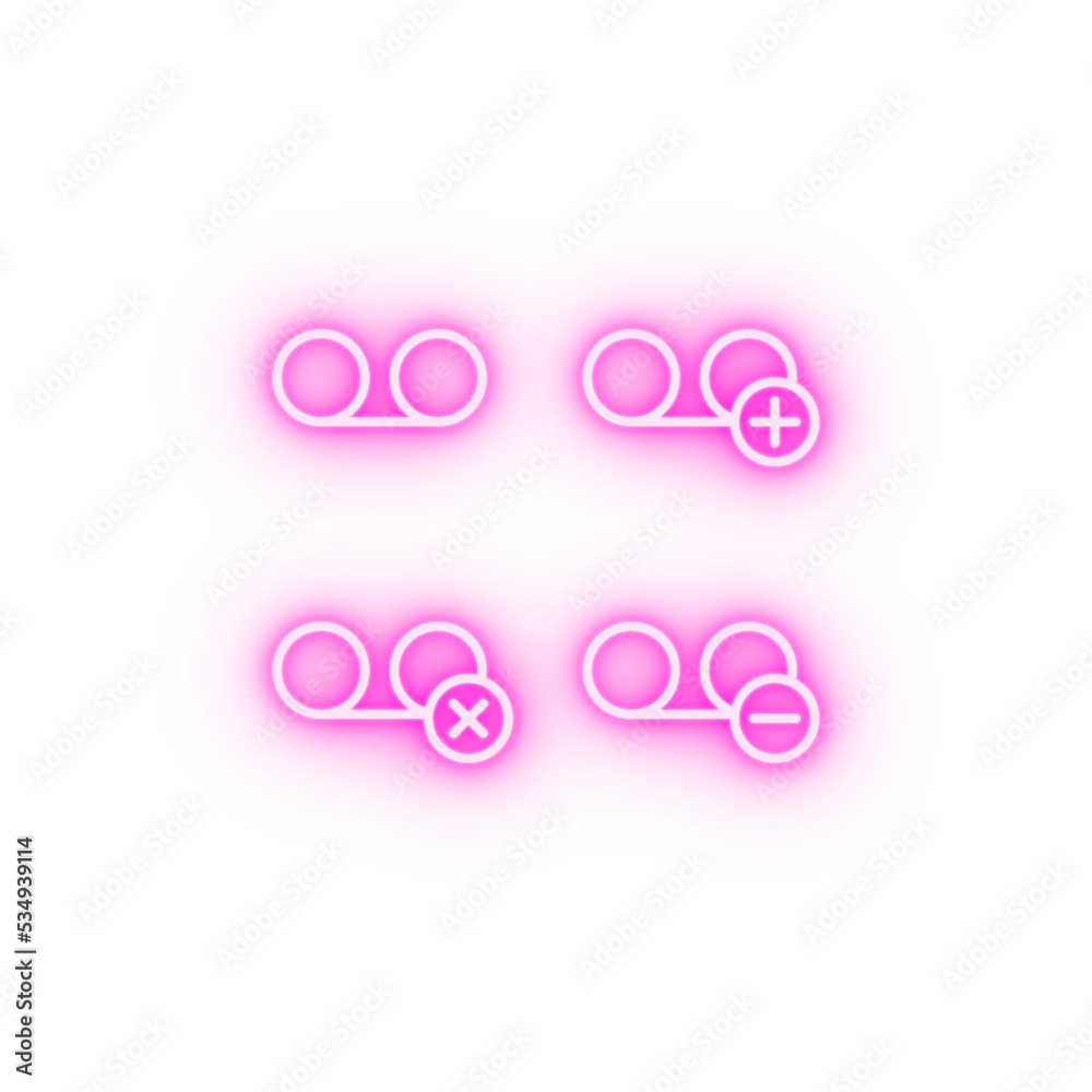 set of voice recording neon icon