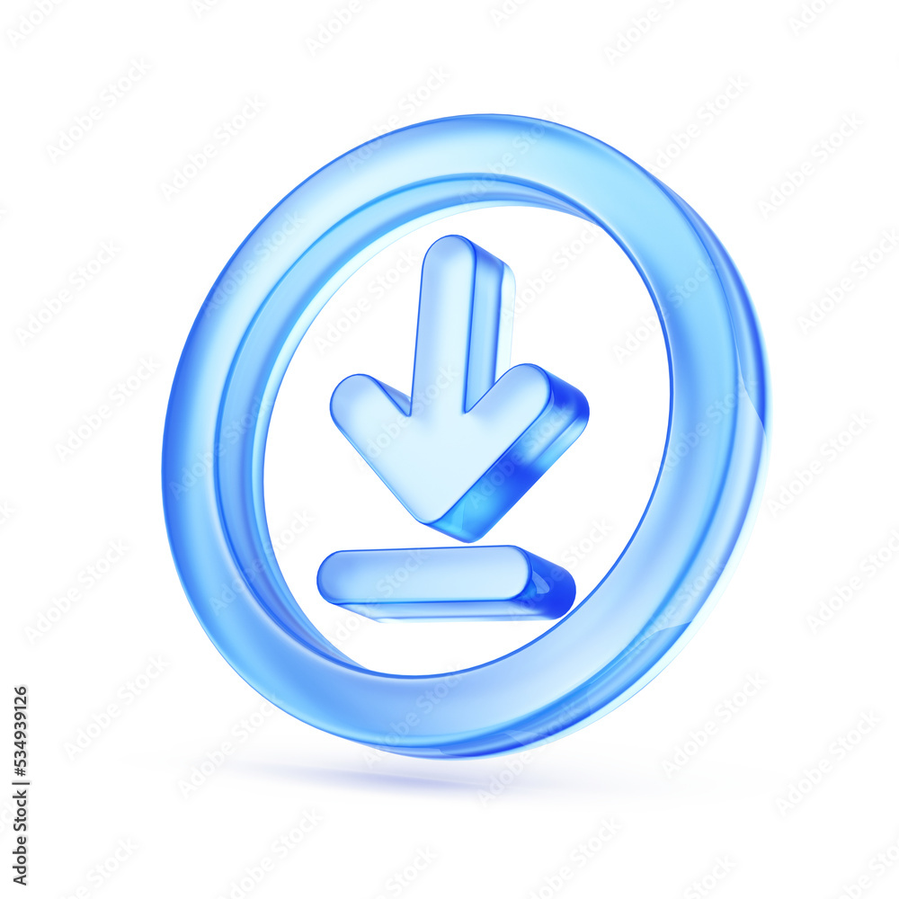 Download icon, Download 3d button. Load symbol on white background - 3d rendering Download icon, Download 3d button. Load symbol on white background - 3d rendering