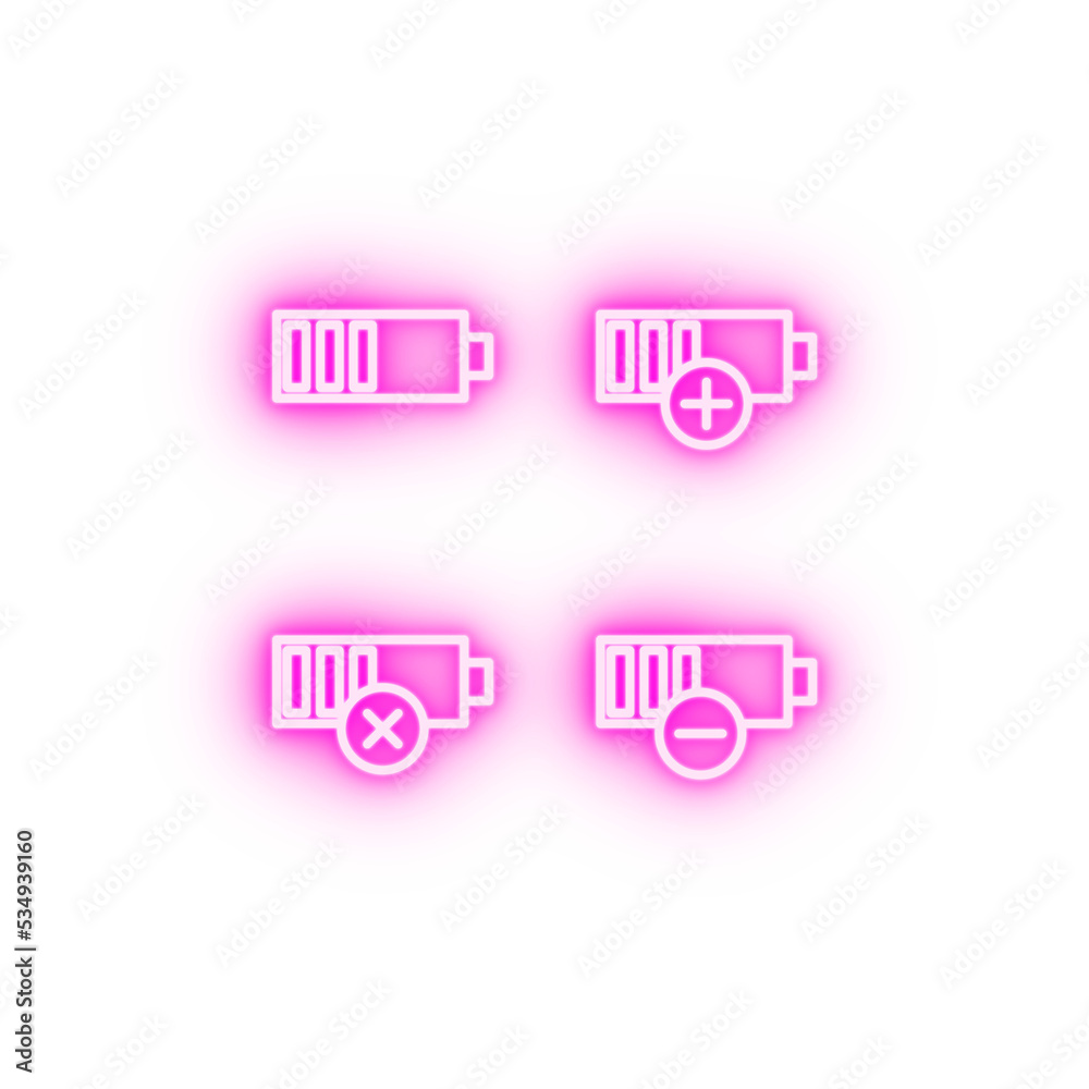 set of battery charge neon icon set of battery charge neon icon