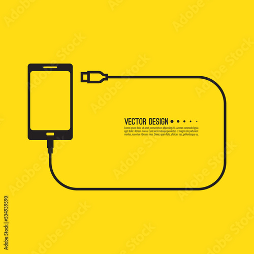 Vector icon of smartphone with usb charging in the form of frame.