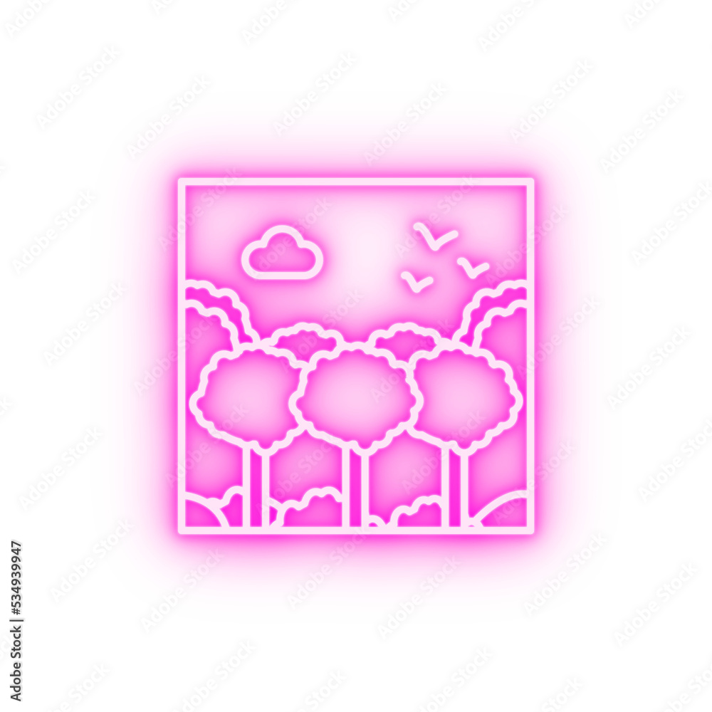 forest outline neon icon