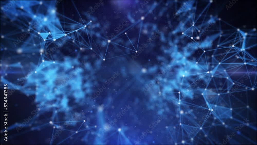 Abstract digital low poly data network flowing 4K motion zoom in shot on blue background. Abstract digital low poly data network flowing 4K motion zoom in shot on blue background.