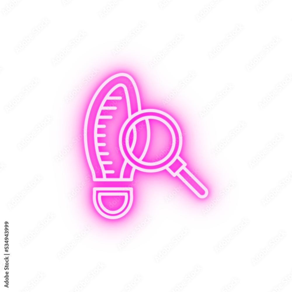 Footprint searching neon icon Footprint searching neon icon