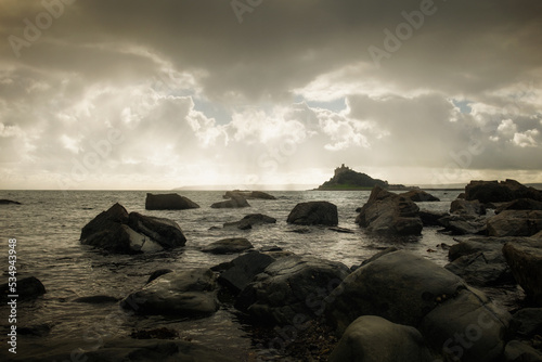 A stormy sea near St Michael's Mount in Cornwall