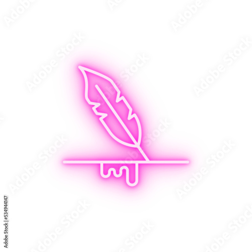 Writing quill neon icon