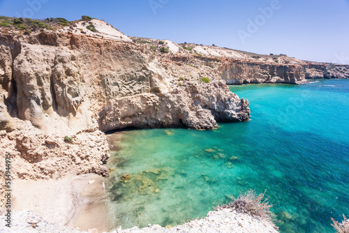 Tsigrado beach of Milos island in Greece photo