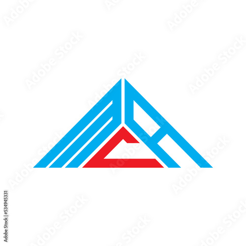 MCA letter logo creative design with vector graphic, MCA simple and modern logo in triangle shape. photo