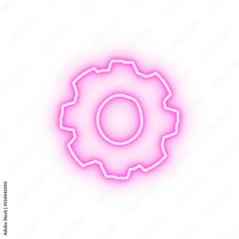 gear sketch neon icon