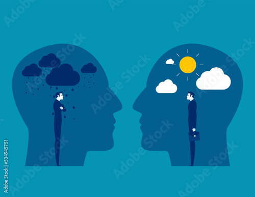 Business person bad and good emotions. Business flat vector illustration