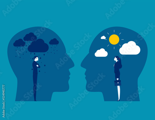 Business person bad and good emotions. Business flat vector illustration