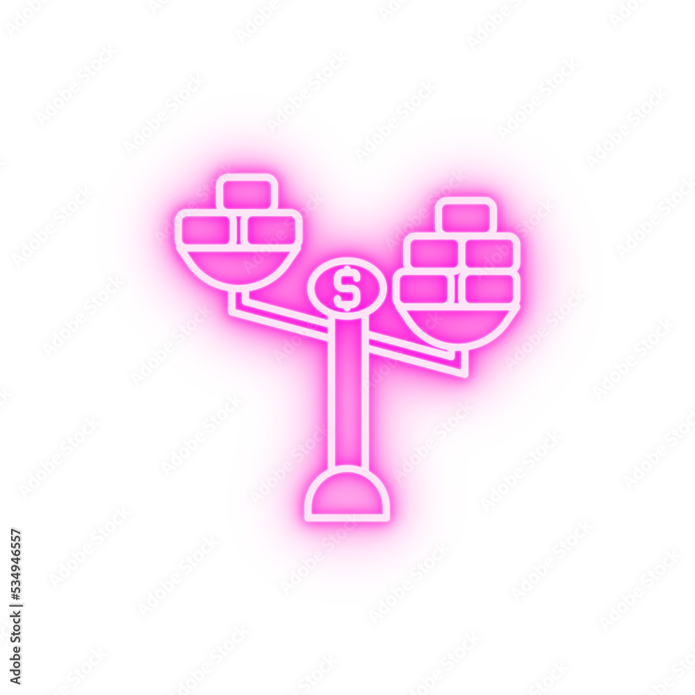 Bribe scales gold neon icon Bribe scales gold neon icon