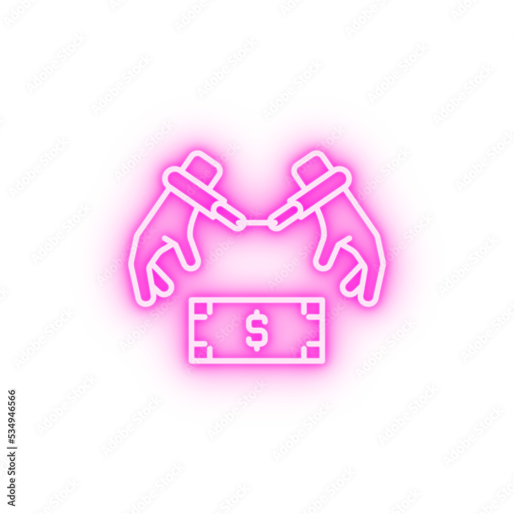 Obraz premium Bribe clamp hand neon icon