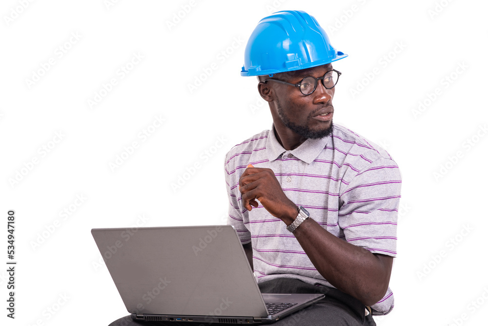 young man engineer working with laptop. young man engineer working with laptop.