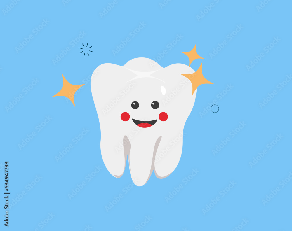 Happy tooth vector illustration. Cartoon dental character. Cute dentist ...