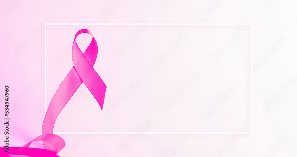 Obraz premium Cancer ribbon. Health care symbol pink ribbon on white background. Breast cancer woman support concept. World cancer day.