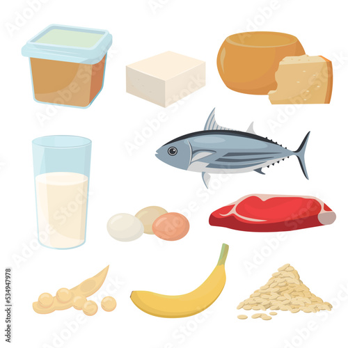 Vector illustration of foods containing tryptophan.