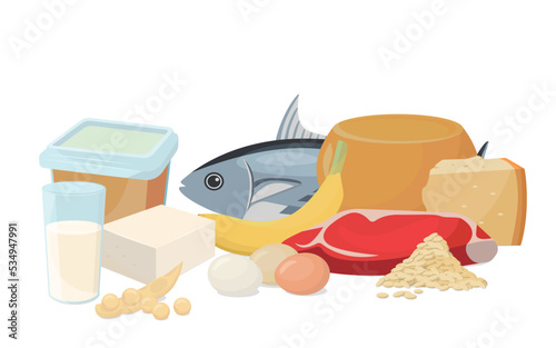 Vector illustration of foods containing tryptophan.