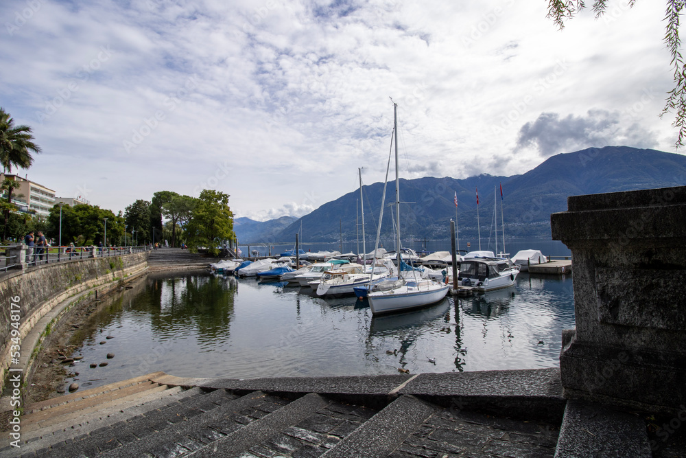 Fototapeta premium Images of Lake Maggiore from Locarno, Switzerland