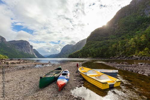 Panoramic view of Norway Fiord, great place for canoeing activities