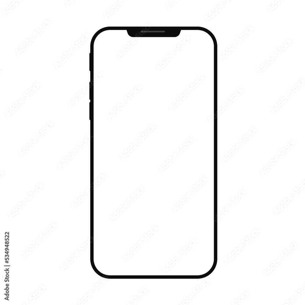 Realistic smartphone frame with blank screen. Mobile device UI UX mockup for precentation template on white background. Vector illustration. EPS 10 Realistic smartphone frame with blank screen. Mobile device UI UX mockup for precentation template on white background. Vector illustration. EPS 10