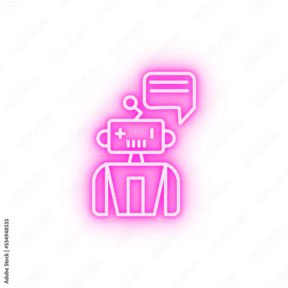 Assistant robot machine concept line neon icon Assistant robot machine concept line neon icon