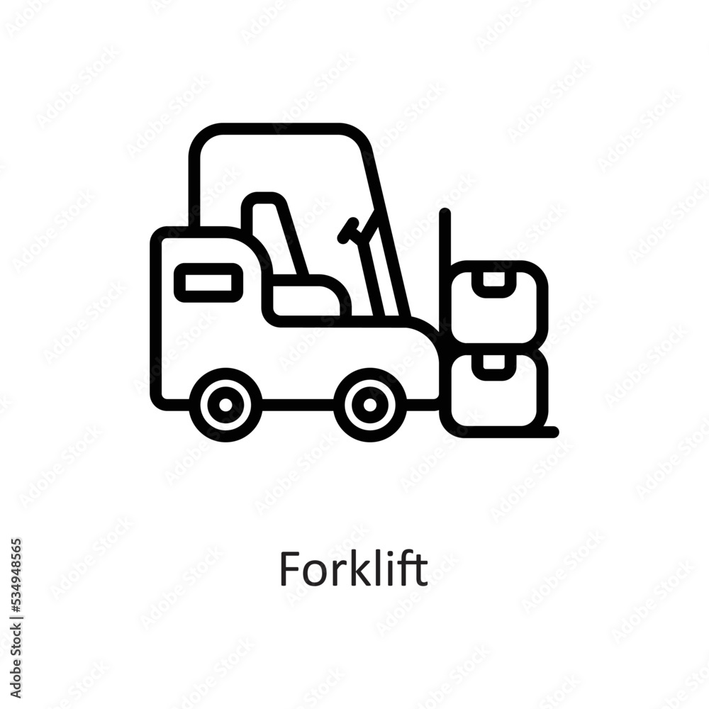 Forklift Outline Vector Icon Design illustration on White background. EPS 10 File