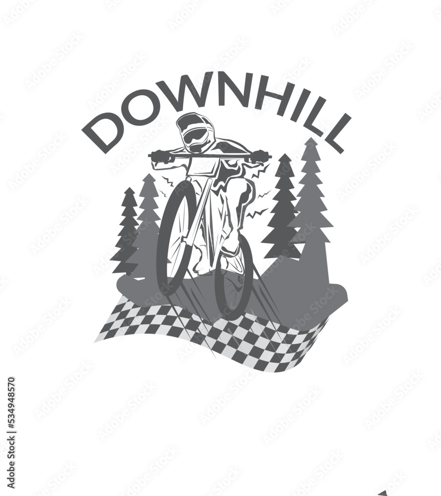 Mountain bike downhill logo vector illustration, Downhill players Silhouette design