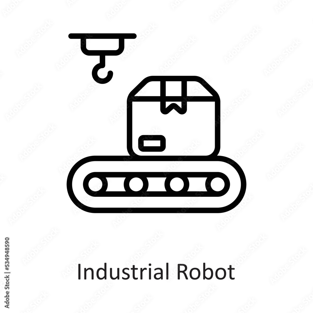 Industrial Robot  Outline Vector Icon Design illustration on White background. EPS 10 File
