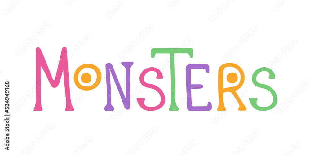 Monster text. Vector design doodle for print.