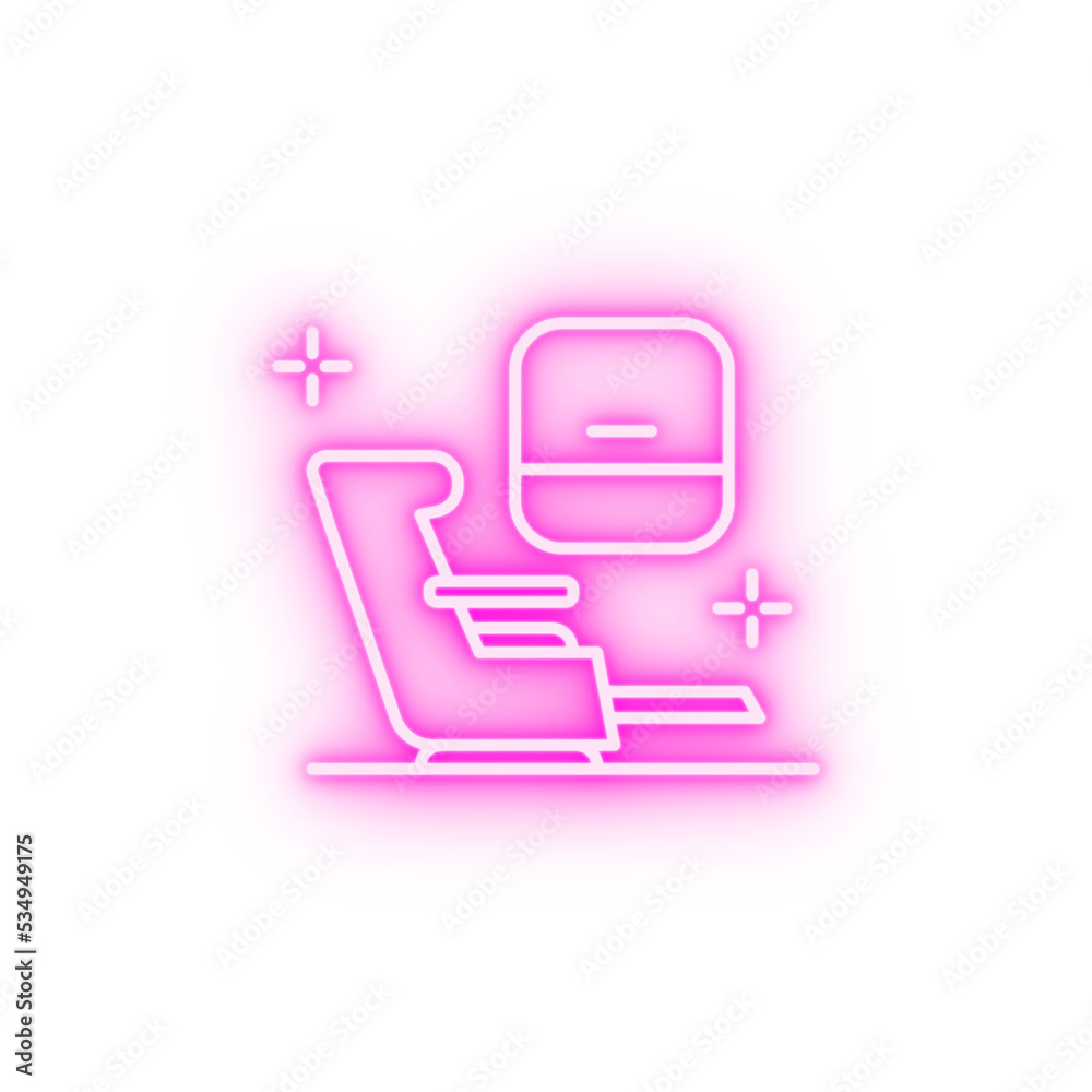 First class chair airport neon icon First class chair airport neon icon