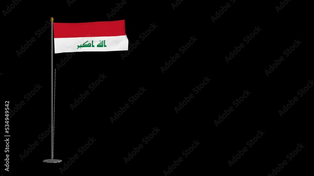 Animated video of Iraq flag waving in the wind with alpha channel Animated video of Iraq flag waving in the wind with alpha channel