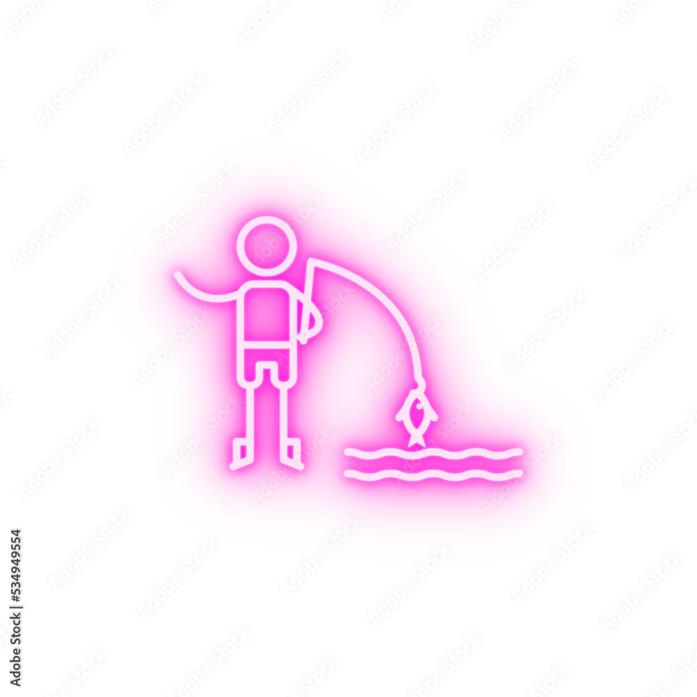 Ice-fishing adventure neon icon Ice-fishing adventure neon icon