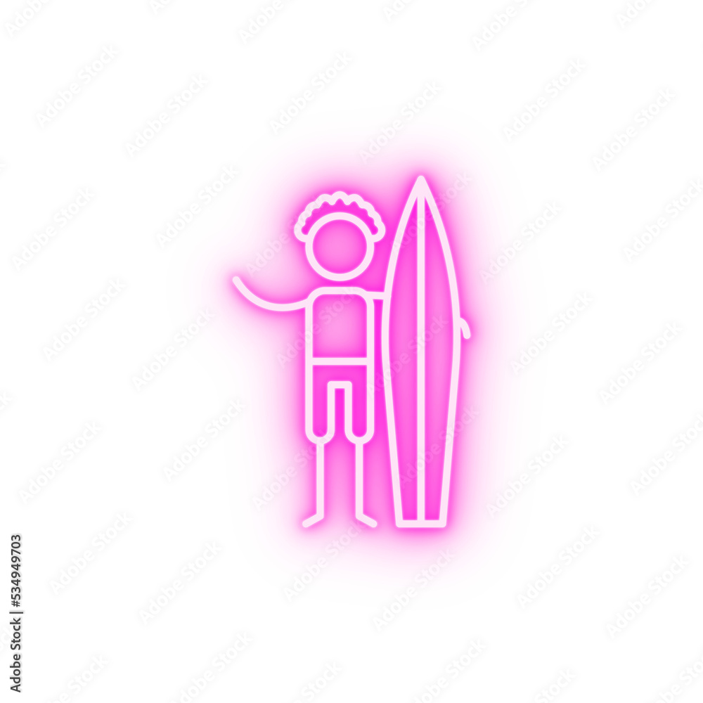 Surfer adventure neon icon
