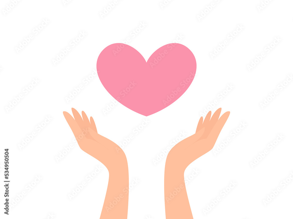 Hands holding heart. Support, help, charity concept. Vector illustration in flat style. Hands holding heart. Support, help, charity concept. Vector illustration in flat style.