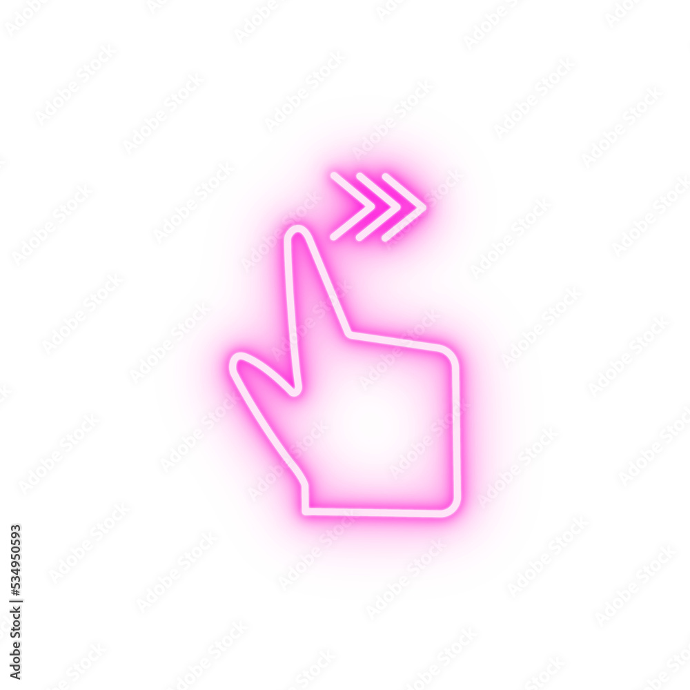 Screen finger swipe neon icon Screen finger swipe neon icon