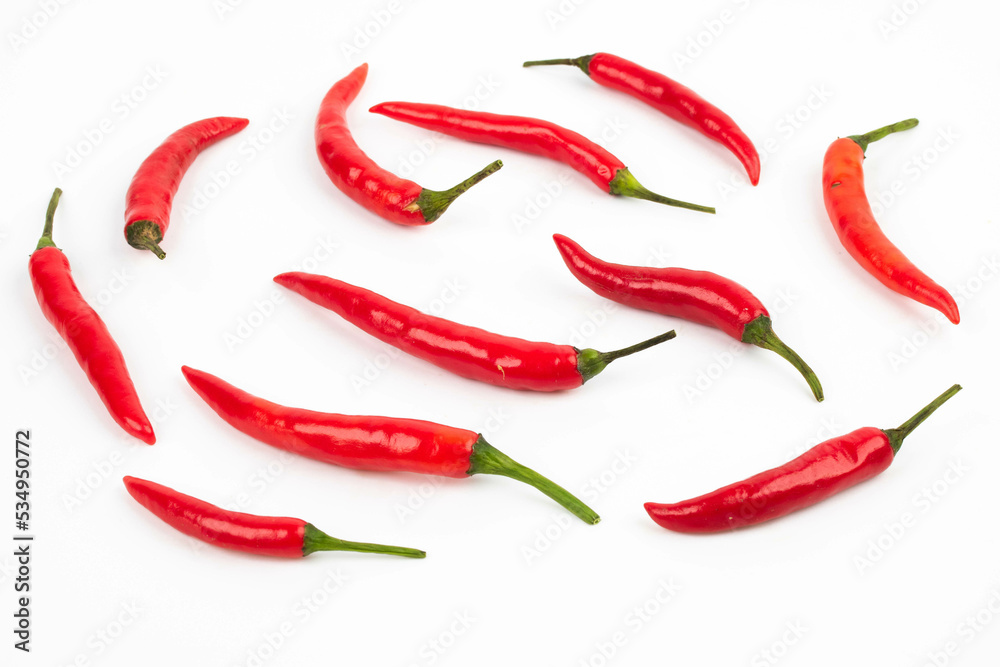 Red pepper pickles spicy natural food, natural vegetable condiment and spicy food seasoning on white background.