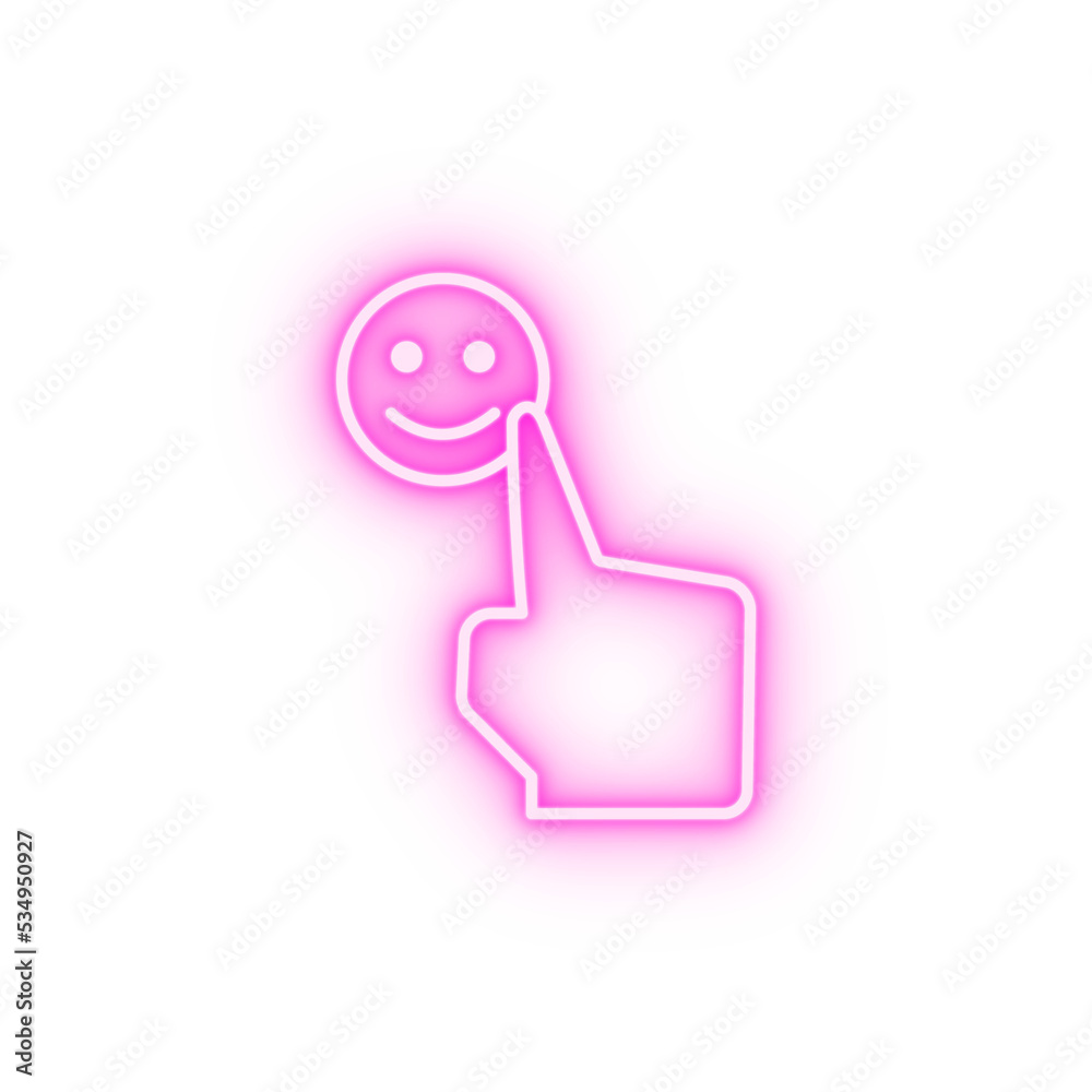 Smile finger touch experience neon icon Smile finger touch experience neon icon